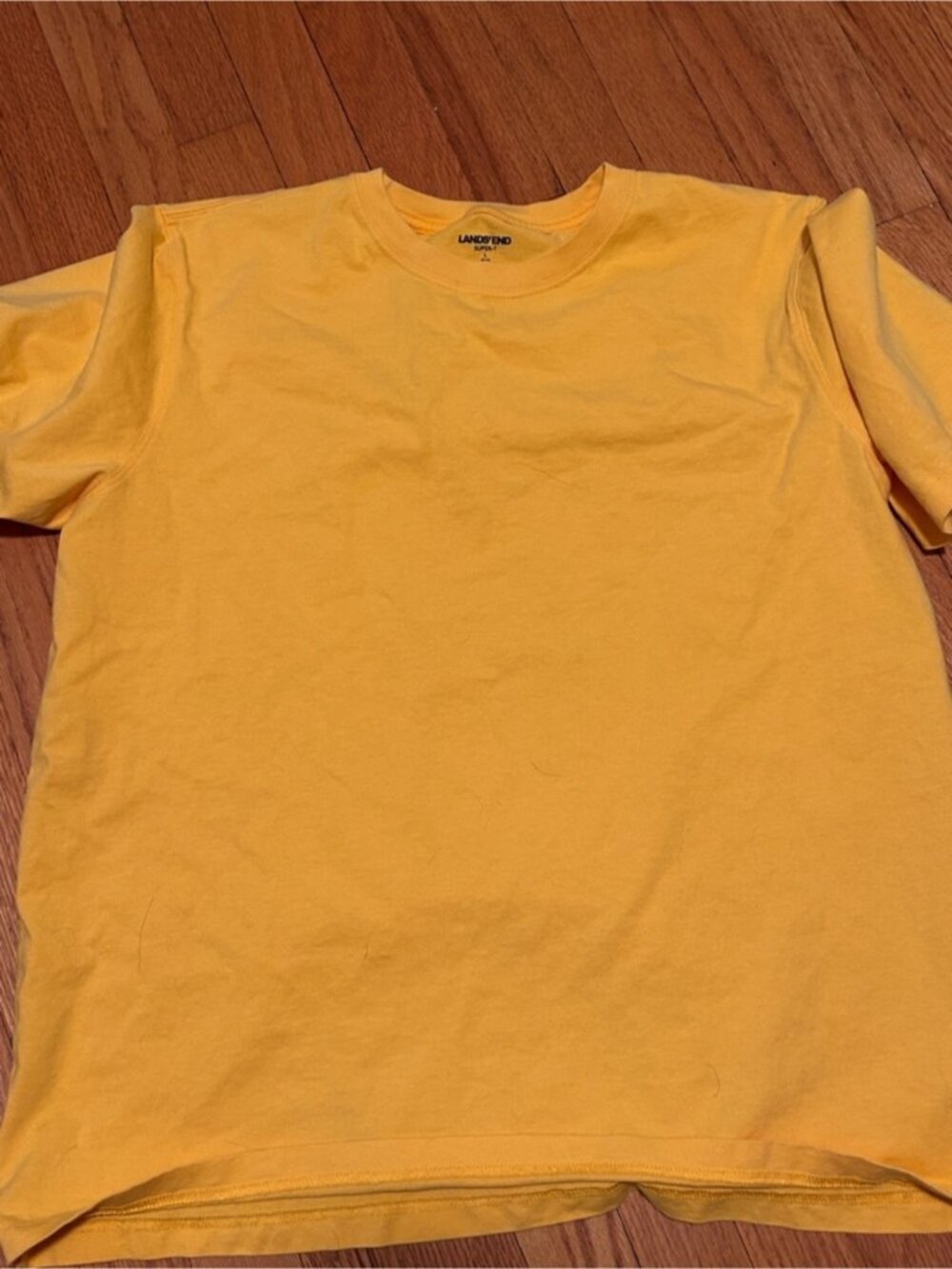 Lands' End Men's Bright Yellow Short Sleeve Crewneck Tee
